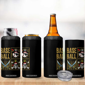 Funny Pirate Skeleton Baseball 4 in 1 Can Cooler Tumbler Sports Lover Gifts TS12 Print Your Wear
