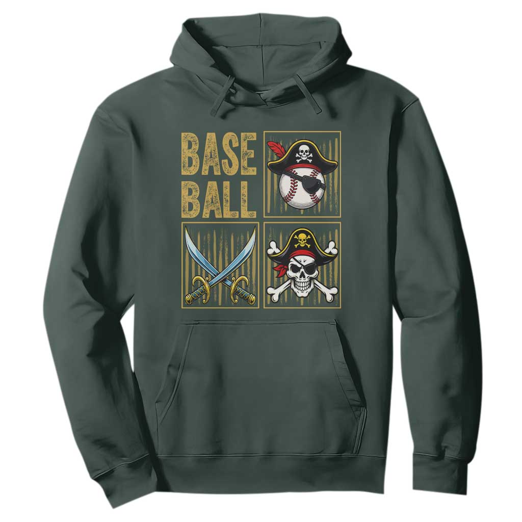 Funny Pirate Skeleton Baseball Hoodie Sports Lover Gifts TS12 Dark Forest Green Print Your Wear