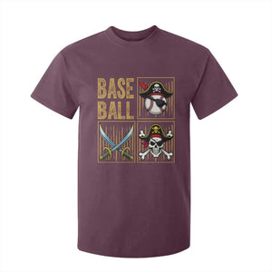 Funny Pirate Skeleton Baseball T Shirt For Kid Sports Lover Gifts TS12 Maroon Print Your Wear