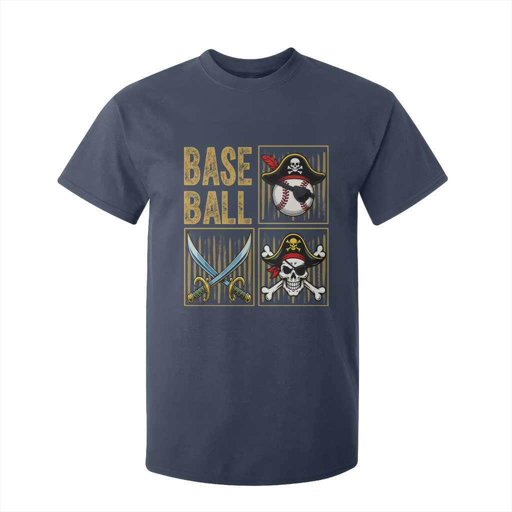 Funny Pirate Skeleton Baseball T Shirt For Kid Sports Lover Gifts TS12 Navy Print Your Wear
