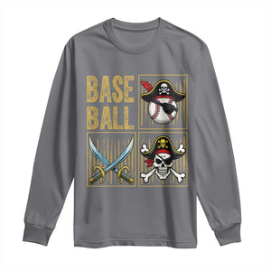 Funny Pirate Skeleton Baseball Long Sleeve Shirt Sports Lover Gifts TS12 Charcoal Print Your Wear