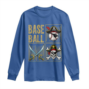 Funny Pirate Skeleton Baseball Long Sleeve Shirt Sports Lover Gifts TS12 Royal Blue Print Your Wear