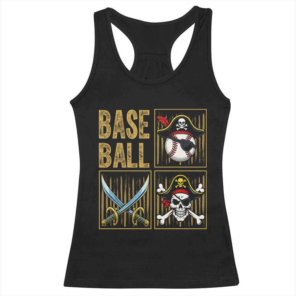 Funny Pirate Skeleton Baseball Racerback Tank Top Sports Lover Gifts TS12 Black Print Your Wear