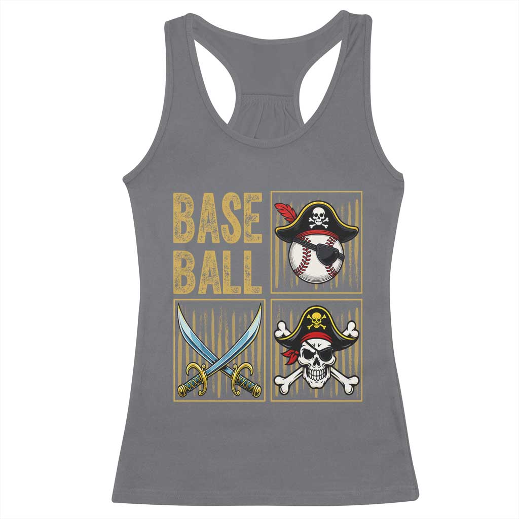 Funny Pirate Skeleton Baseball Racerback Tank Top Sports Lover Gifts TS12 Charcoal Print Your Wear