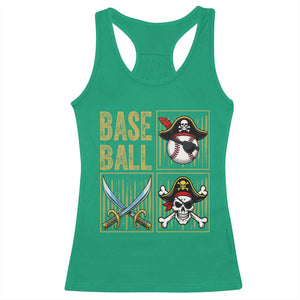 Funny Pirate Skeleton Baseball Racerback Tank Top Sports Lover Gifts TS12 Irish Green Print Your Wear