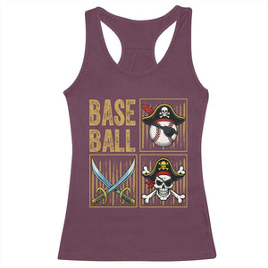 Funny Pirate Skeleton Baseball Racerback Tank Top Sports Lover Gifts TS12 Maroon Print Your Wear