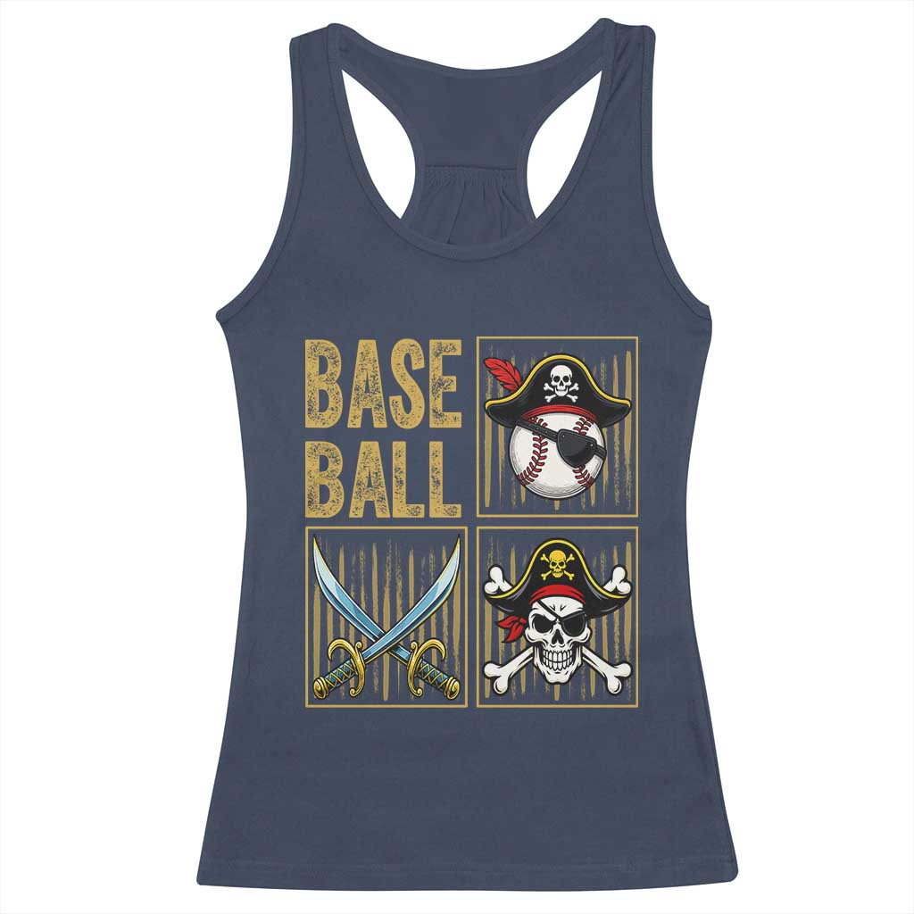 Funny Pirate Skeleton Baseball Racerback Tank Top Sports Lover Gifts TS12 Navy Print Your Wear