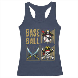 Funny Pirate Skeleton Baseball Racerback Tank Top Sports Lover Gifts TS12 Navy Print Your Wear