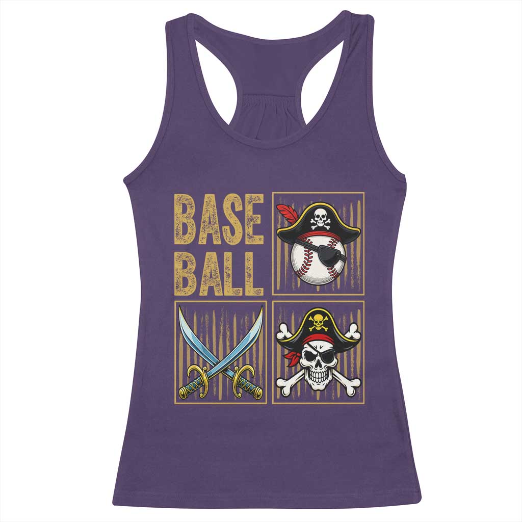 Funny Pirate Skeleton Baseball Racerback Tank Top Sports Lover Gifts TS12 Purple Print Your Wear