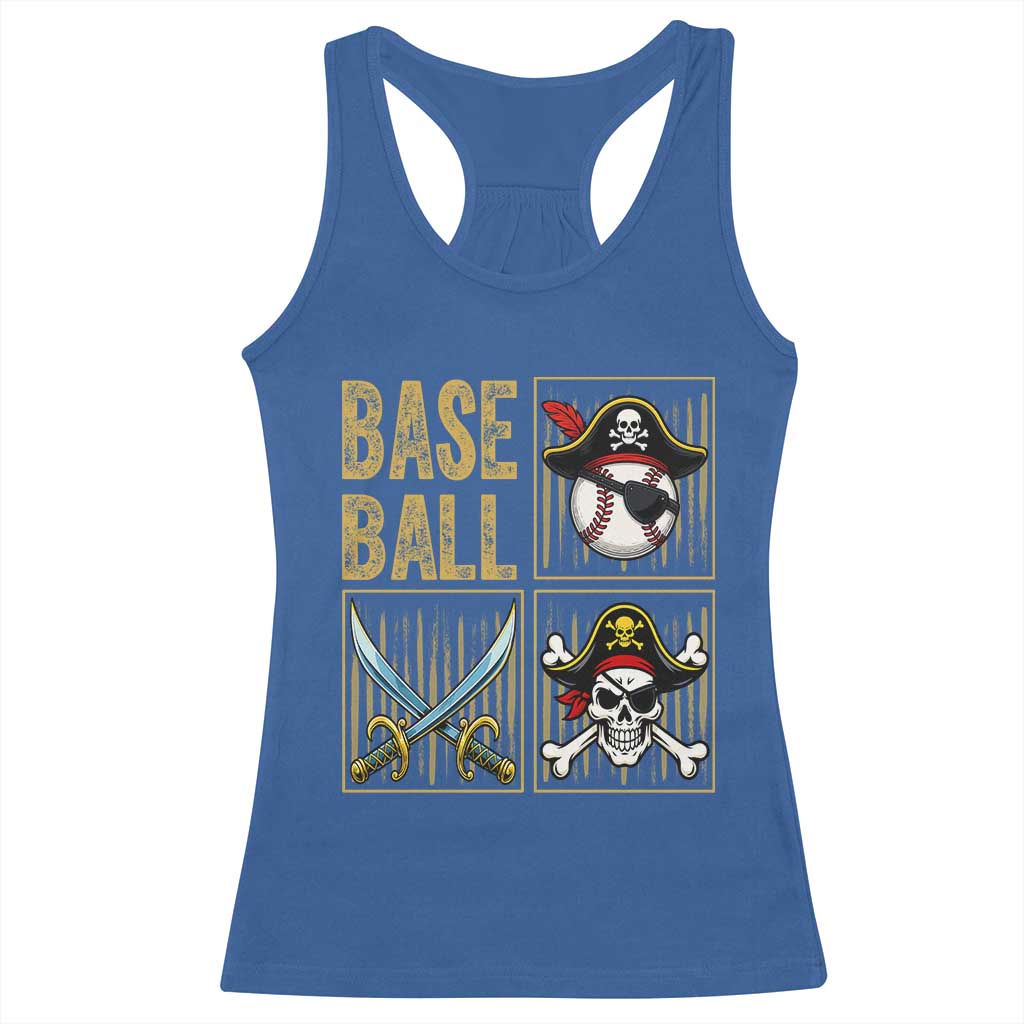 Funny Pirate Skeleton Baseball Racerback Tank Top Sports Lover Gifts TS12 Royal Blue Print Your Wear