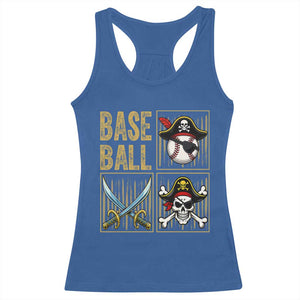 Funny Pirate Skeleton Baseball Racerback Tank Top Sports Lover Gifts TS12 Royal Blue Print Your Wear