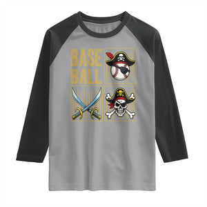 Funny Pirate Skeleton Baseball Raglan Shirt Sports Lover Gifts TS12 Sport Gray Black Print Your Wear