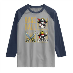 Funny Pirate Skeleton Baseball Raglan Shirt Sports Lover Gifts TS12 Sport Gray Navy Print Your Wear