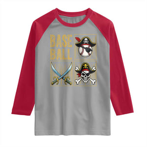 Funny Pirate Skeleton Baseball Raglan Shirt Sports Lover Gifts TS12 Sport Gray Red Print Your Wear