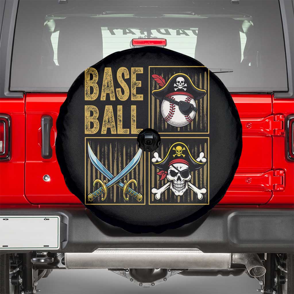 Funny Pirate Skeleton Baseball Spare Tire Cover Sports Lover Gifts TS12 Black Print Your Wear