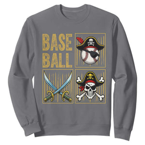 Funny Pirate Skeleton Baseball Sweatshirt Sports Lover Gifts TS12 Charcoal Print Your Wear