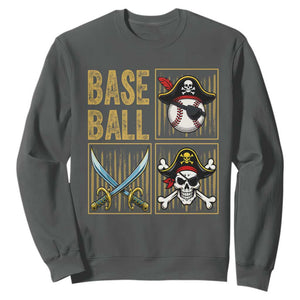 Funny Pirate Skeleton Baseball Sweatshirt Sports Lover Gifts TS12 Dark Heather Print Your Wear
