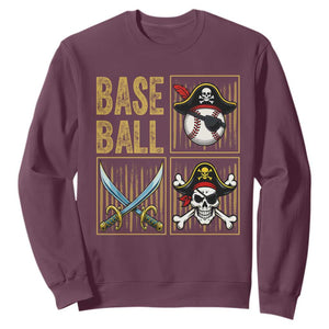 Funny Pirate Skeleton Baseball Sweatshirt Sports Lover Gifts TS12 Maroon Print Your Wear