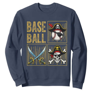 Funny Pirate Skeleton Baseball Sweatshirt Sports Lover Gifts TS12 Navy Print Your Wear