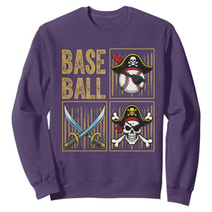 Funny Pirate Skeleton Baseball Sweatshirt Sports Lover Gifts TS12 Purple Print Your Wear