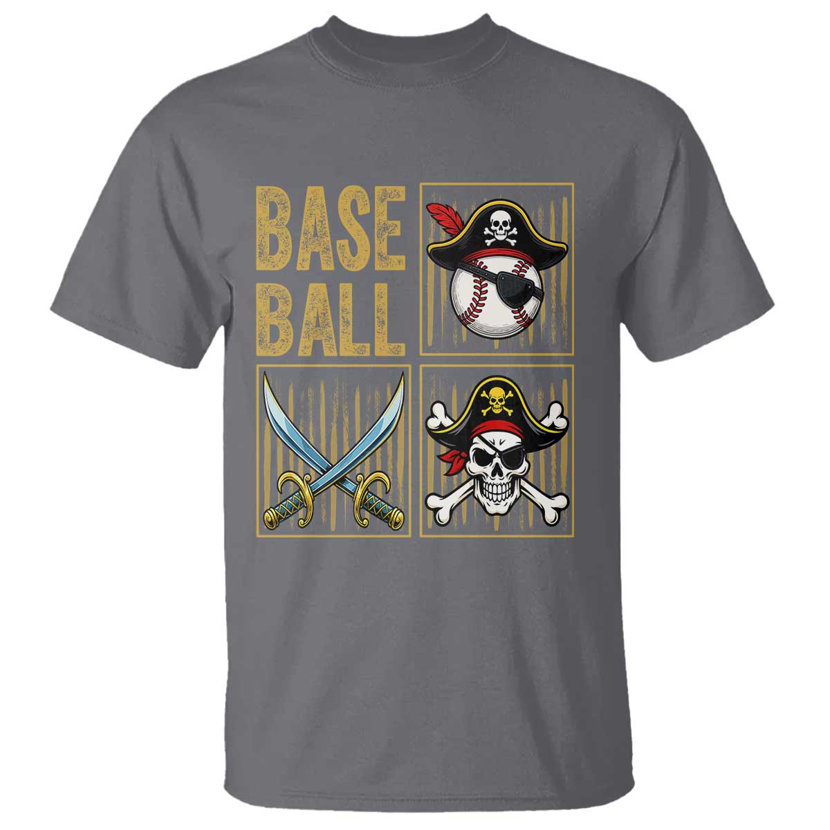Funny Pirate Skeleton Baseball T Shirt Sports Lover Gifts TS12 Charcoal Print Your Wear