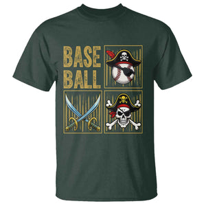 Funny Pirate Skeleton Baseball T Shirt Sports Lover Gifts TS12 Dark Forest Green Print Your Wear