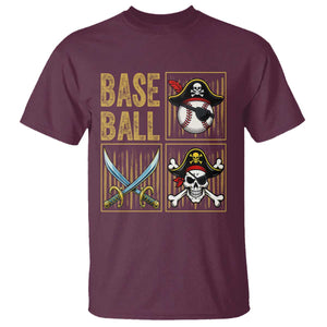 Funny Pirate Skeleton Baseball T Shirt Sports Lover Gifts TS12 Maroon Print Your Wear