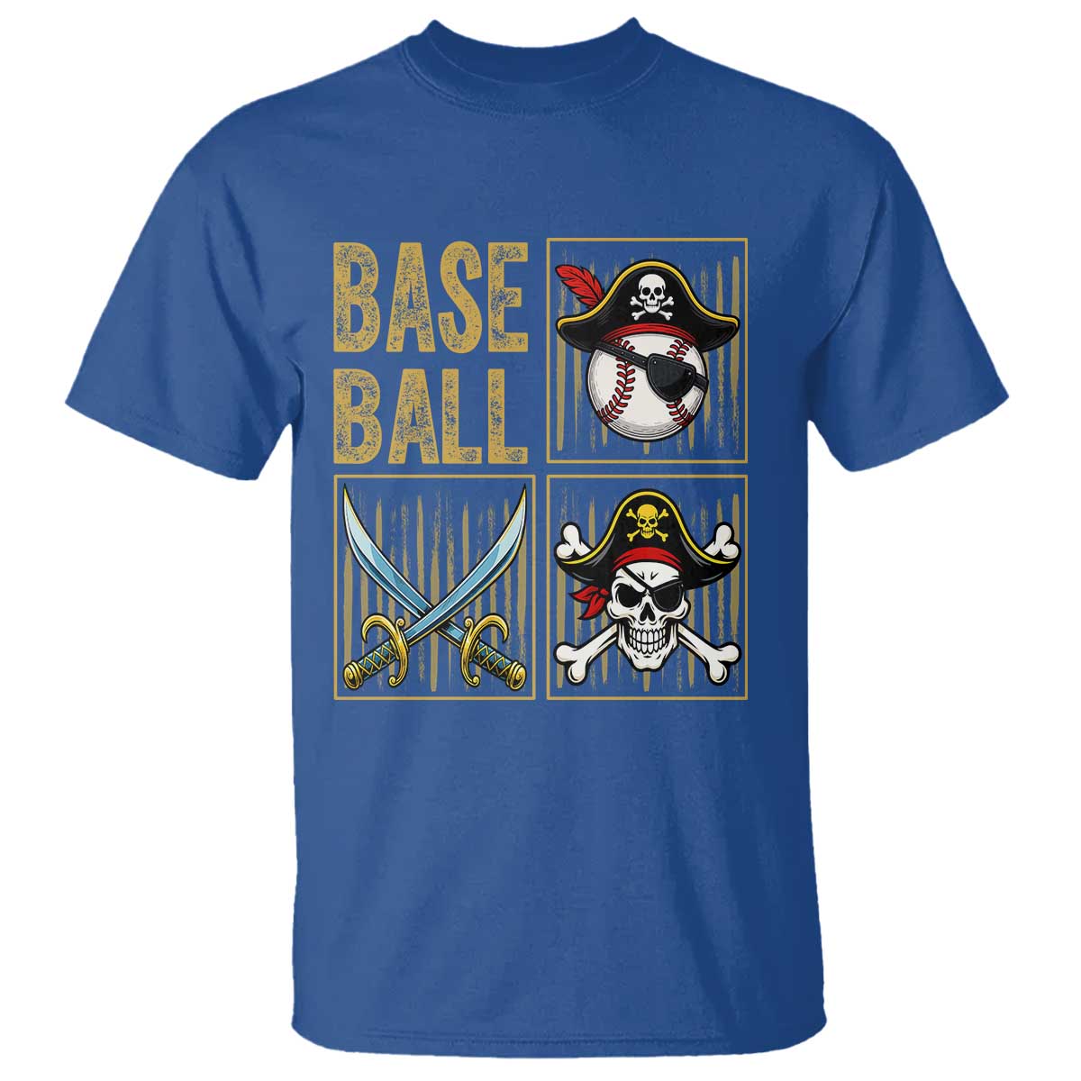 Funny Pirate Skeleton Baseball T Shirt Sports Lover Gifts TS12 Royal Blue Print Your Wear
