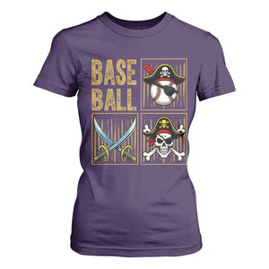 Funny Pirate Skeleton Baseball T Shirt For Women Sports Lover Gifts TS12 Purple Print Your Wear