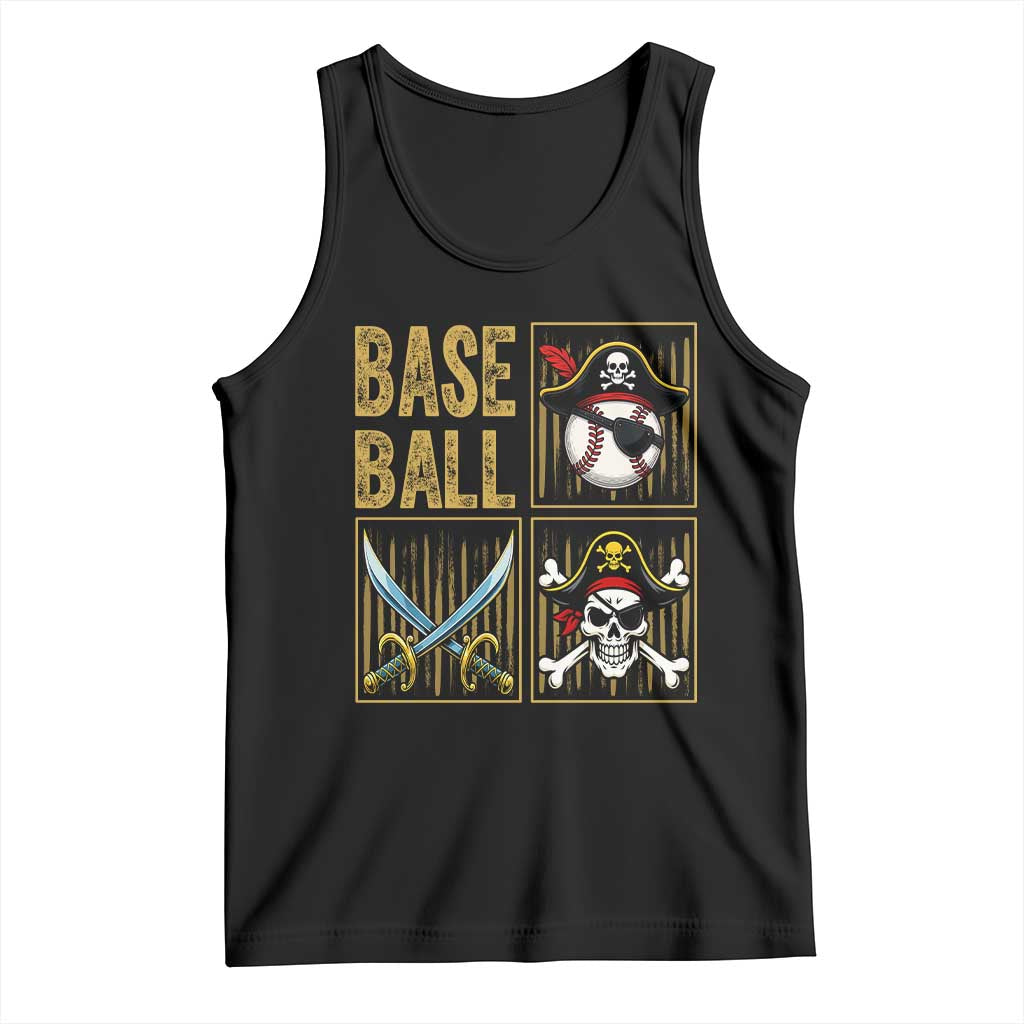 Funny Pirate Skeleton Baseball Tank Top Sports Lover Gifts TS12 Black Print Your Wear