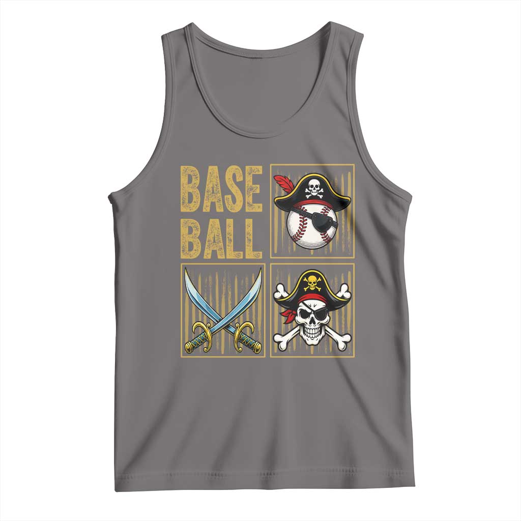 Funny Pirate Skeleton Baseball Tank Top Sports Lover Gifts TS12 Deep Heather Print Your Wear