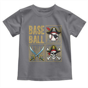 Funny Pirate Skeleton Baseball Toddler T Shirt Sports Lover Gifts TS12 Charcoal Print Your Wear