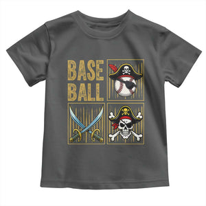 Funny Pirate Skeleton Baseball Toddler T Shirt Sports Lover Gifts TS12 Dark Heather Print Your Wear