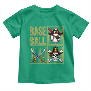 Funny Pirate Skeleton Baseball Toddler T Shirt Sports Lover Gifts TS12 Irish Green Print Your Wear