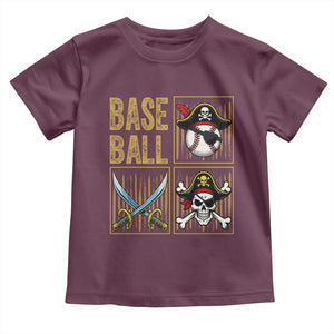 Funny Pirate Skeleton Baseball Toddler T Shirt Sports Lover Gifts TS12 Maroon Print Your Wear