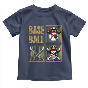 Funny Pirate Skeleton Baseball Toddler T Shirt Sports Lover Gifts TS12 Navy Print Your Wear