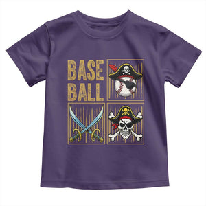 Funny Pirate Skeleton Baseball Toddler T Shirt Sports Lover Gifts TS12 Purple Print Your Wear