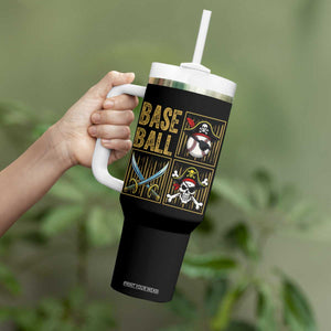Funny Pirate Skeleton Baseball Tumbler With Handle Sports Lover Gifts TS12 Print Your Wear