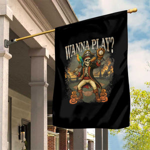 Halloween Baseball Garden Flag Funny Wanna Play Dabbing Pirate Skeleton Catcher TS12 Print Your Wear