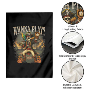Halloween Baseball Garden Flag Funny Wanna Play Dabbing Pirate Skeleton Catcher TS12 Print Your Wear