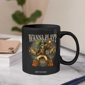 Halloween Baseball Coffee Mug Funny Wanna Play Dabbing Pirate Skeleton Catcher TS12 Print Your Wear