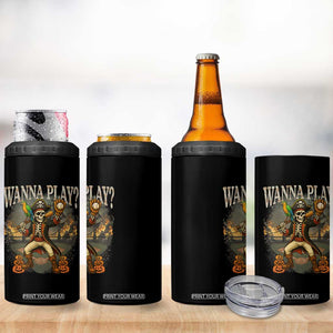 Halloween Baseball 4 in 1 Can Cooler Tumbler Funny Wanna Play Dabbing Pirate Skeleton Catcher TS12 Print Your Wear