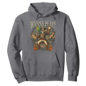 Halloween Baseball Hoodie Funny Wanna Play Dabbing Pirate Skeleton Catcher TS12 Charcoal Print Your Wear