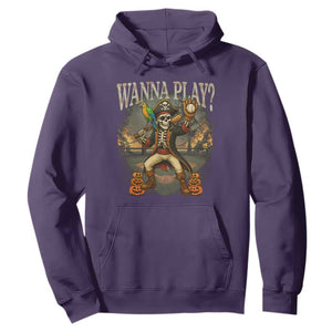 Halloween Baseball Hoodie Funny Wanna Play Dabbing Pirate Skeleton Catcher TS12 Purple Print Your Wear