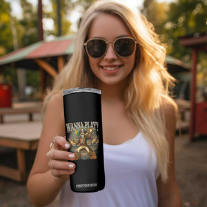 Halloween Baseball Skinny Tumbler Funny Wanna Play Dabbing Pirate Skeleton Catcher TS12 Print Your Wear