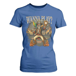 Halloween Baseball T Shirt For Women Funny Wanna Play Dabbing Pirate Skeleton Catcher TS12 Royal Blue Print Your Wear