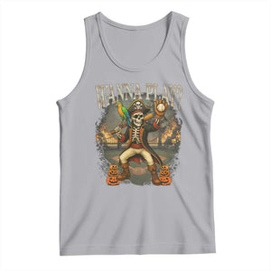 Halloween Baseball Tank Top Funny Wanna Play Dabbing Pirate Skeleton Catcher TS12 Athletic Heather Print Your Wear