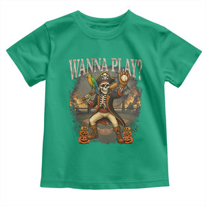 Halloween Baseball Toddler T Shirt Funny Wanna Play Dabbing Pirate Skeleton Catcher TS12 Irish Green Print Your Wear