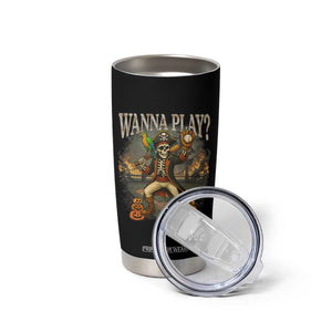 Halloween Baseball Tumbler Cup Funny Wanna Play Dabbing Pirate Skeleton Catcher TS12 Print Your Wear
