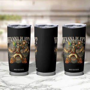 Halloween Baseball Tumbler Cup Funny Wanna Play Dabbing Pirate Skeleton Catcher TS12 Print Your Wear